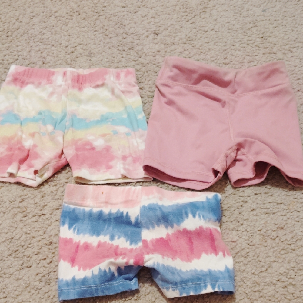 Girl's Colorful Tie-Dye and Pink Shorts Set Bundle